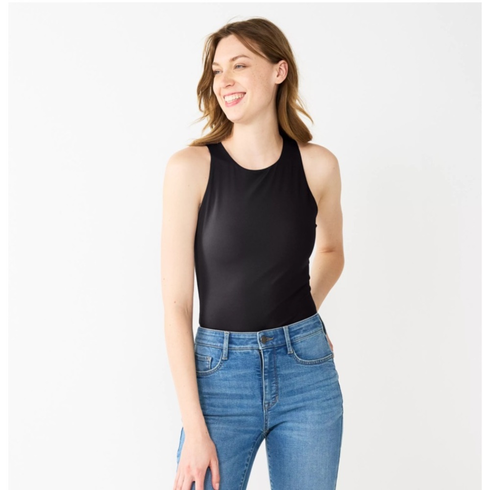NINE WEST PowerSculpt Sleeveless Bodysuit in Black